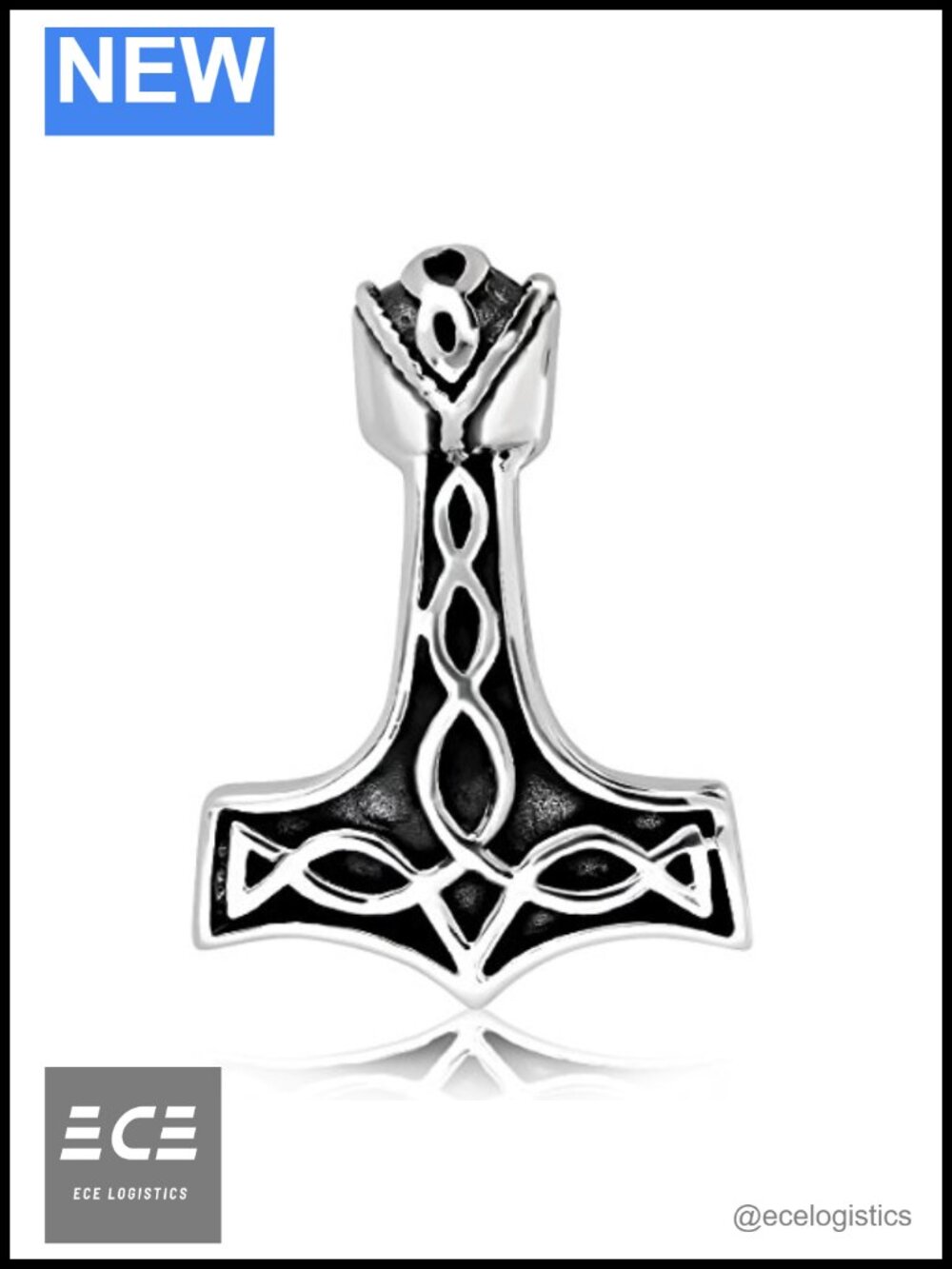 Sterling Silver 925 Thor Hammer Mjolnir Norse Pendant Necklace